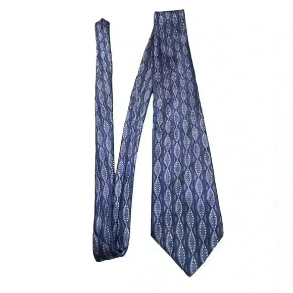 David Taylor Men’s Neck Tie Blue White Yellow Pattern 100% Polyester - Picture 5 of 8